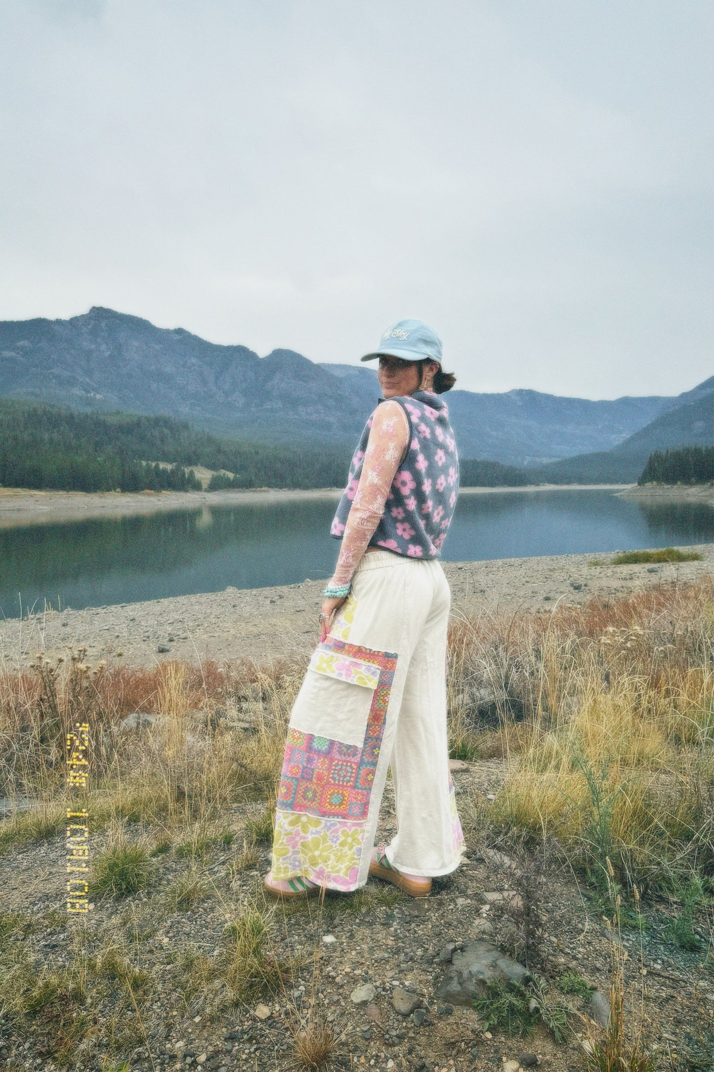 Grey and Pink Floral Vest