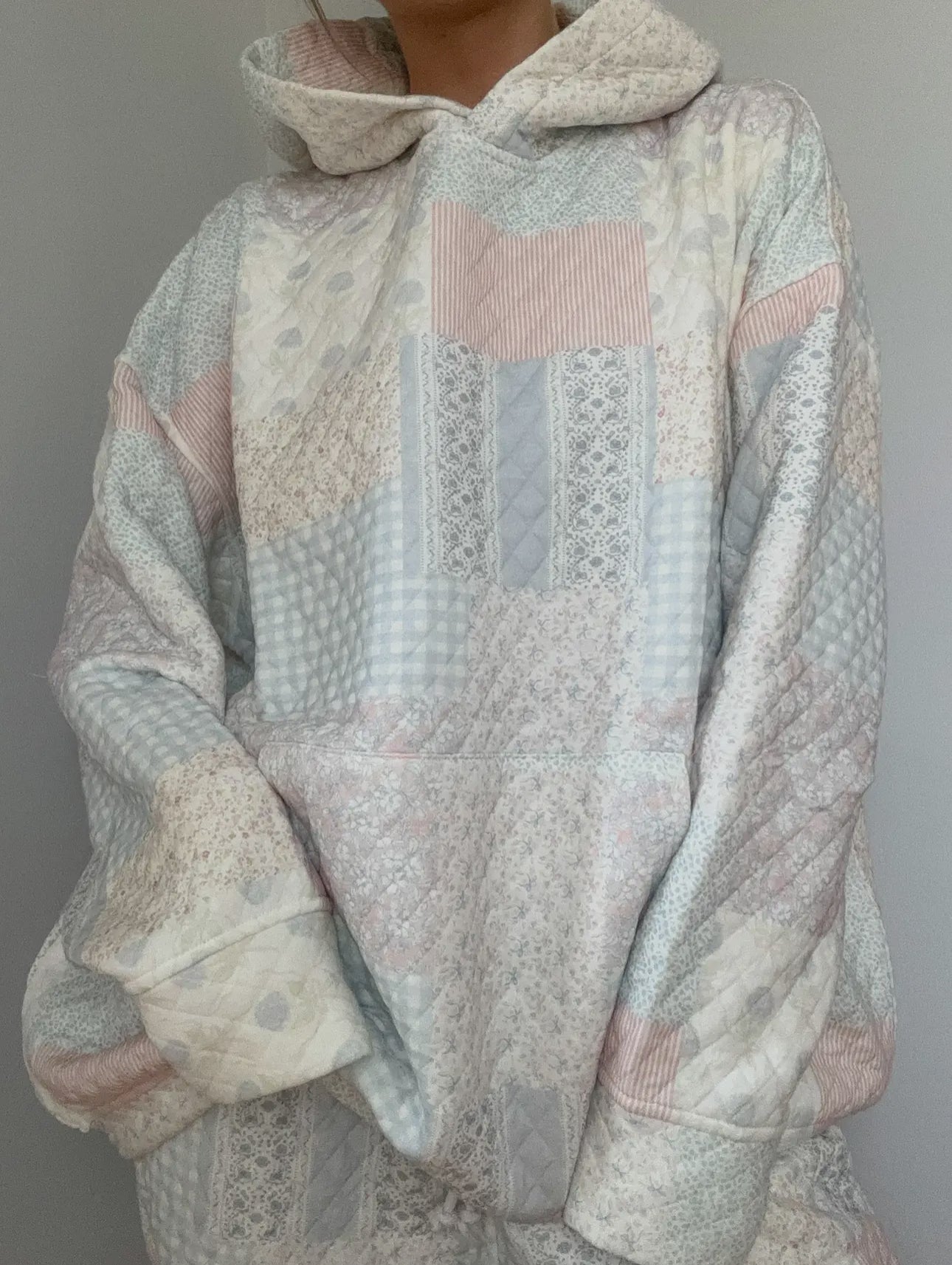 RESTOCK shades of blue quilted pastel hoodie