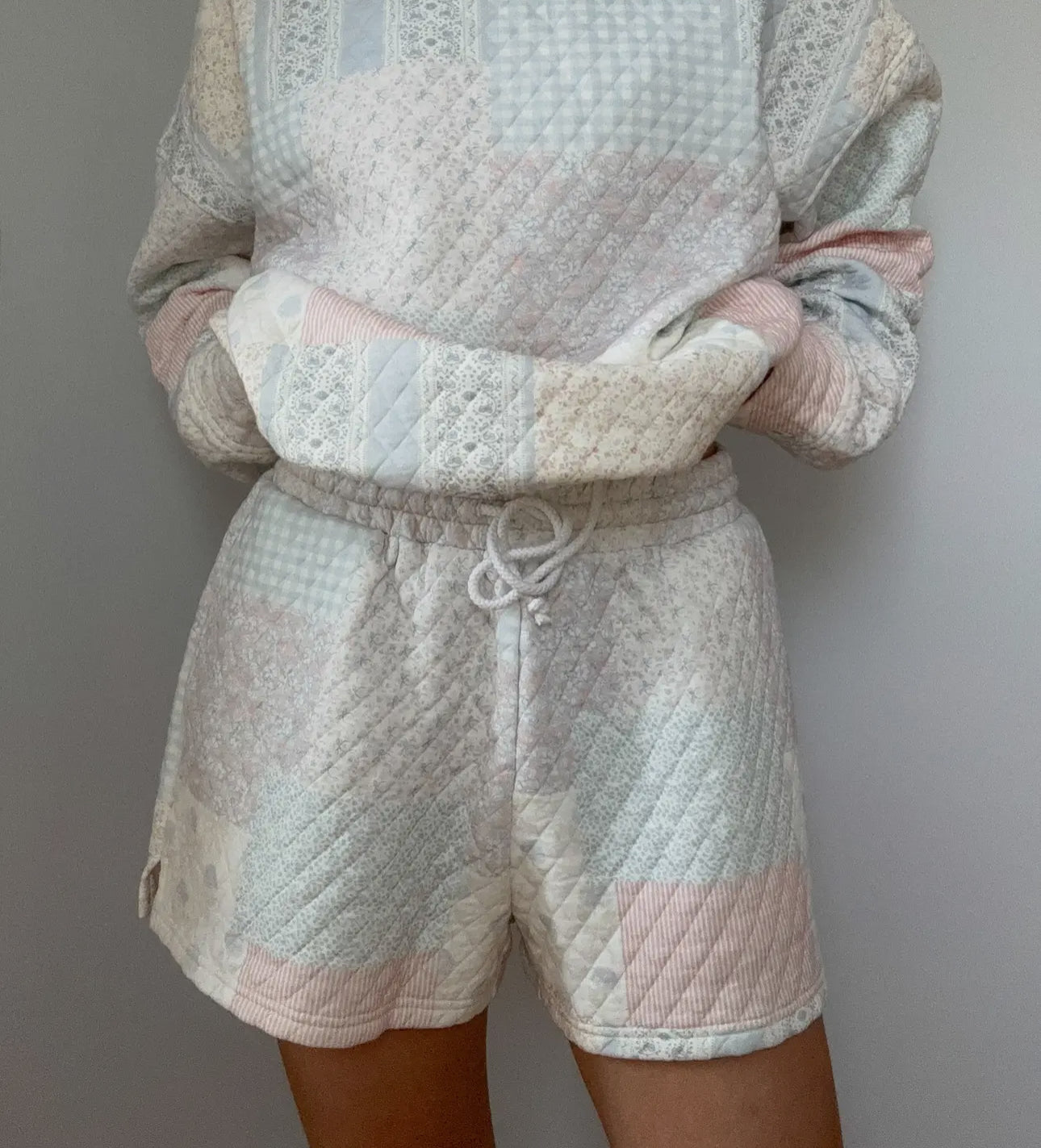 RESTOCK shades of blue quilted shorts