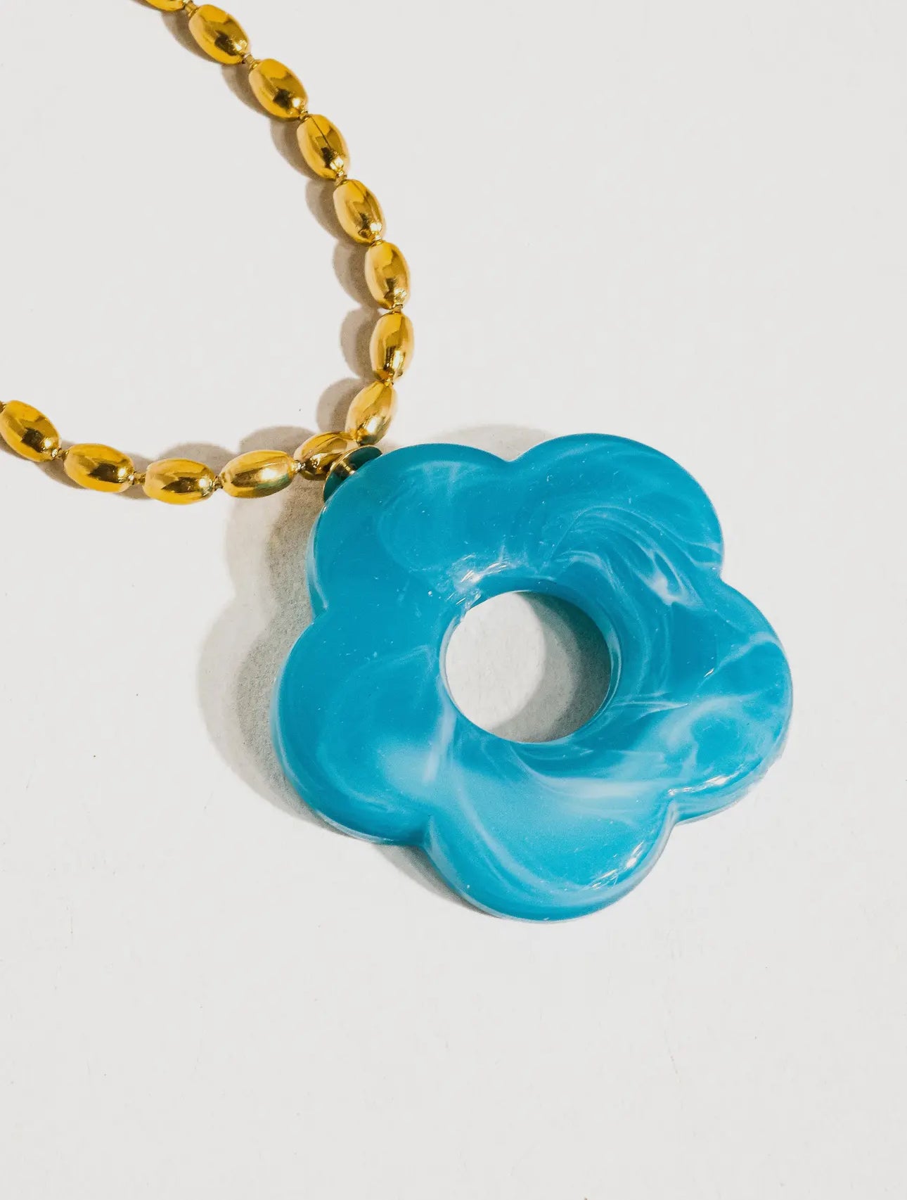 Blue Summer Floral Pendant Necklace