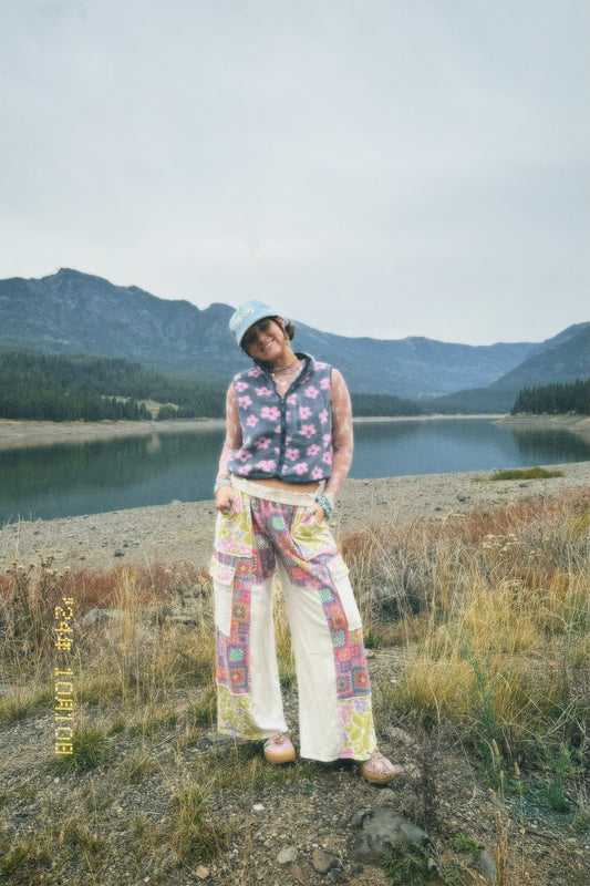 Grey and Pink Floral Vest