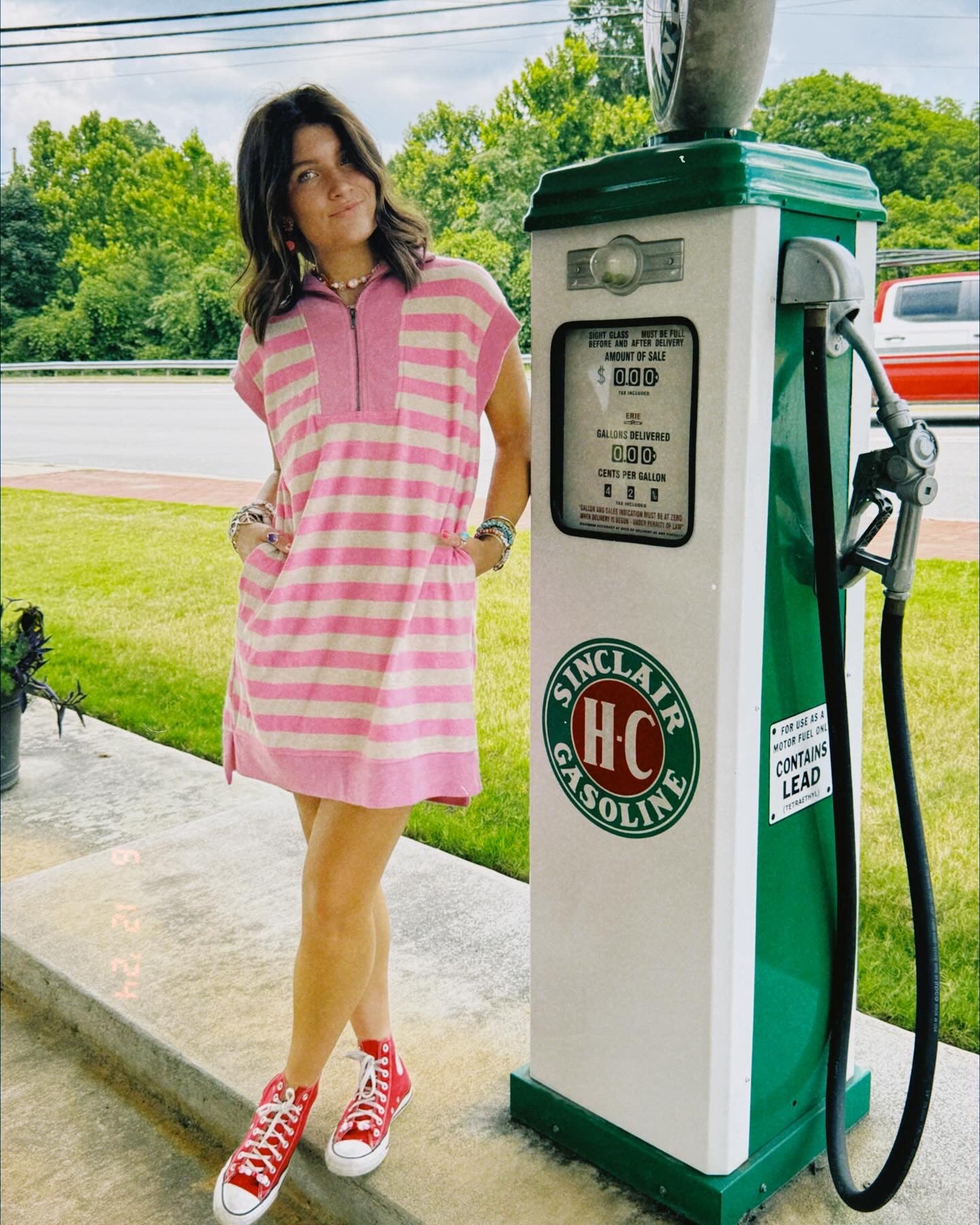 Pink Stripped Zip-Down Dress