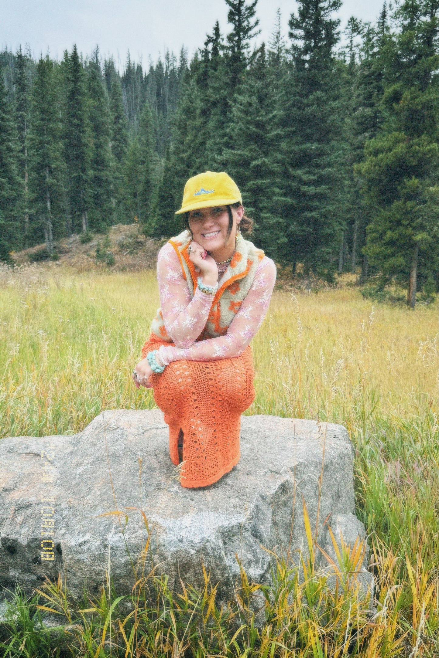 Orange floral Vest