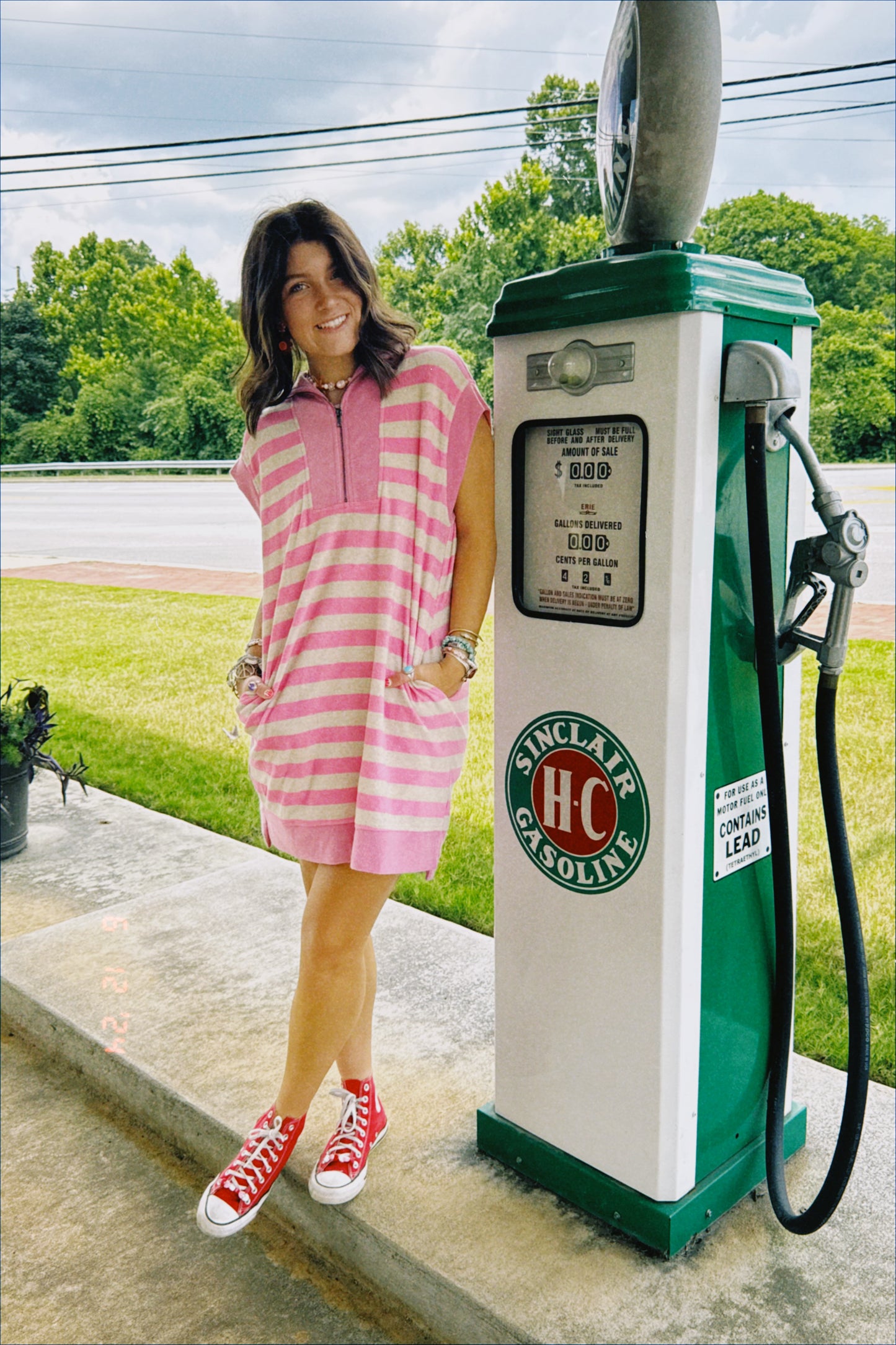 Pink Stripped Zip-Down Dress