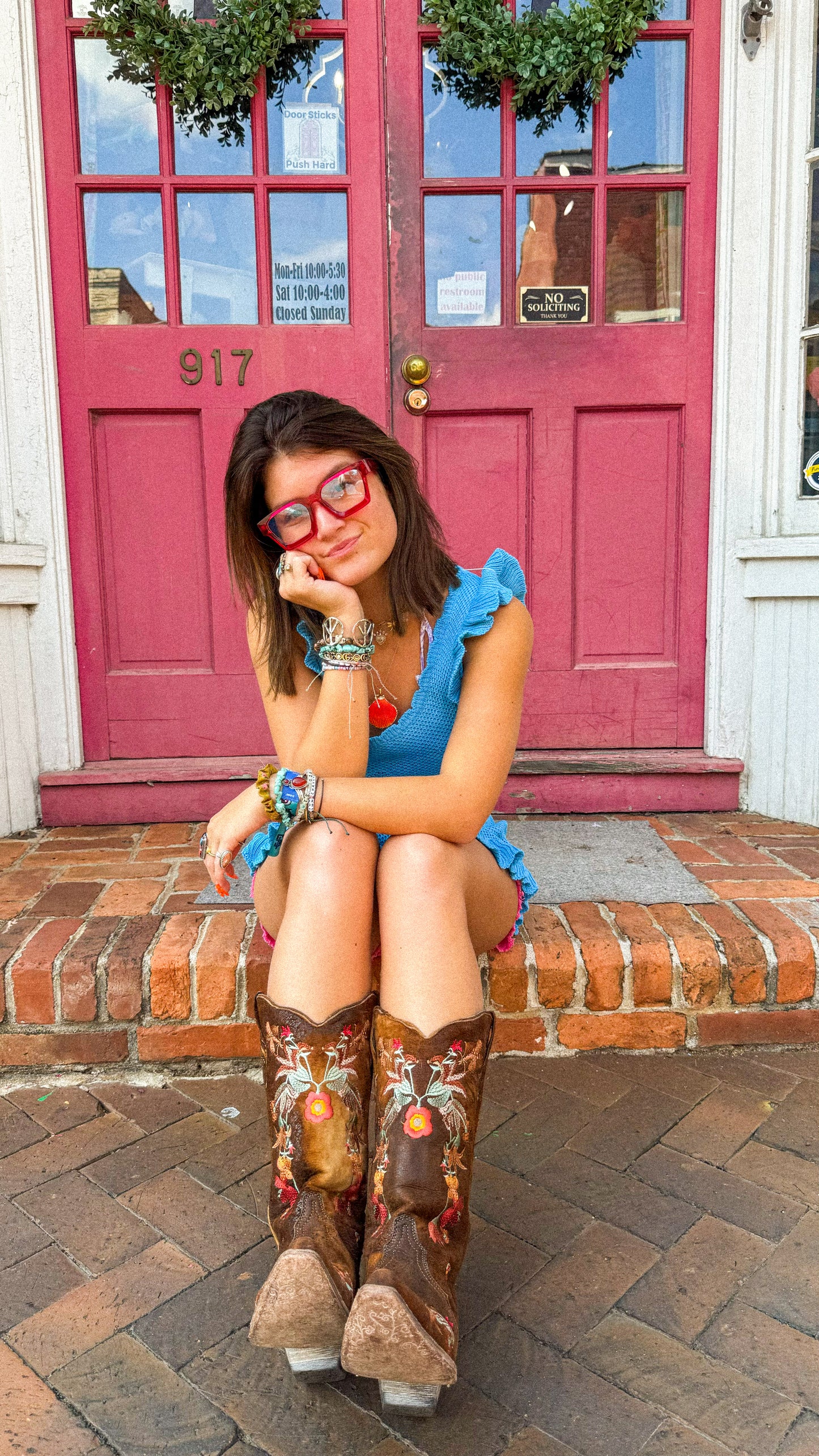 Crochet Ruffle Blue Coverup