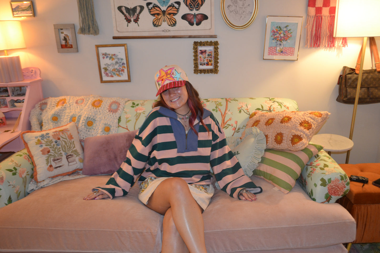 Pink&Green Quarter-Zip Up