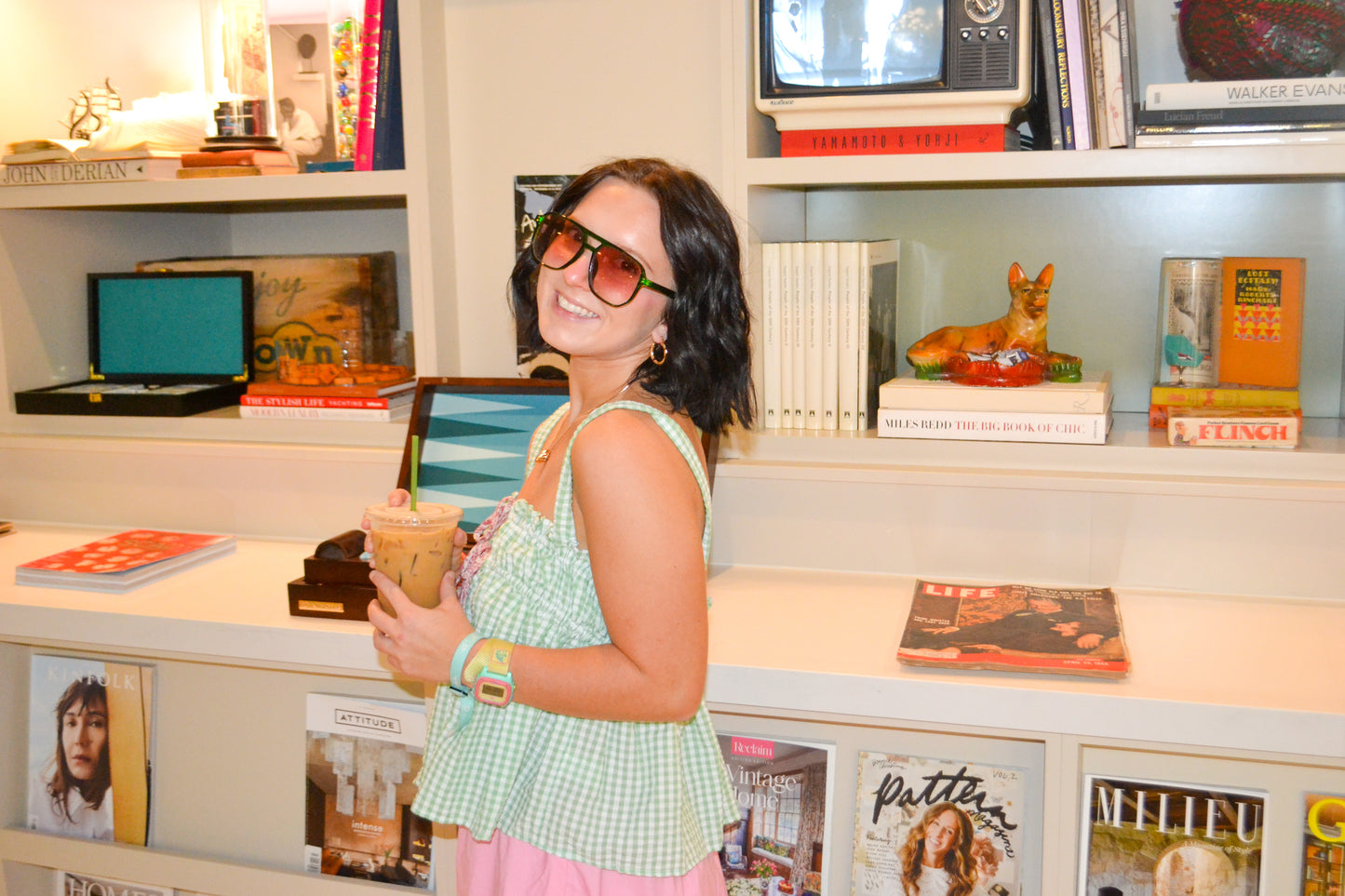 Gingham Green and Pink Tank Top